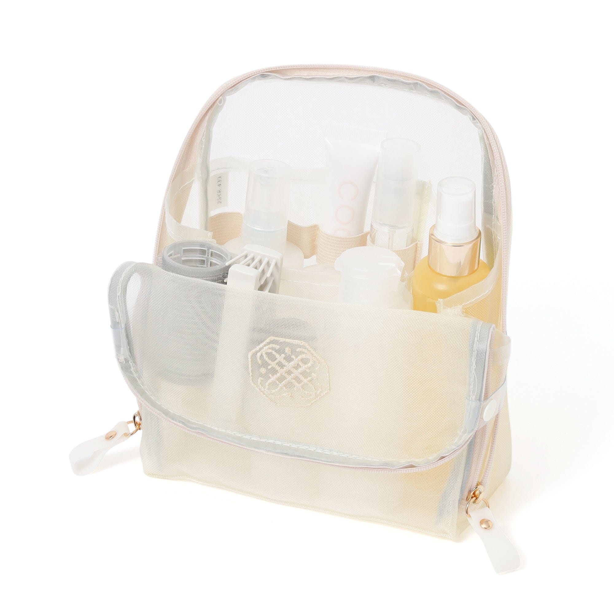 Bicolor Satin Mesh Tool Stand Pouch Mint X Ivory