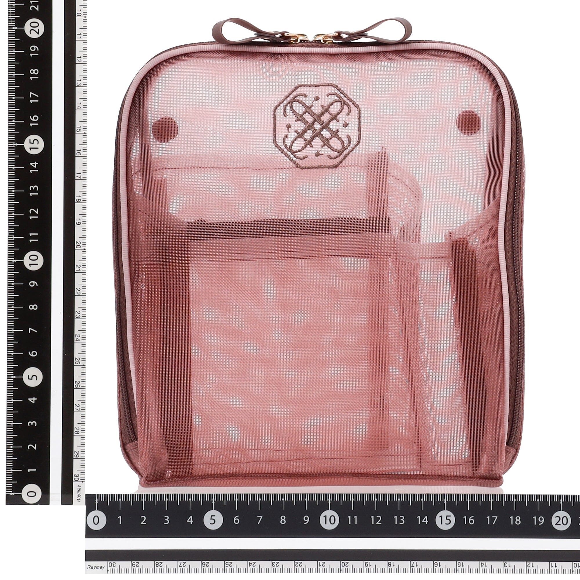Bicolor Satin Mesh Tool Stand Pouch Pink X Brown