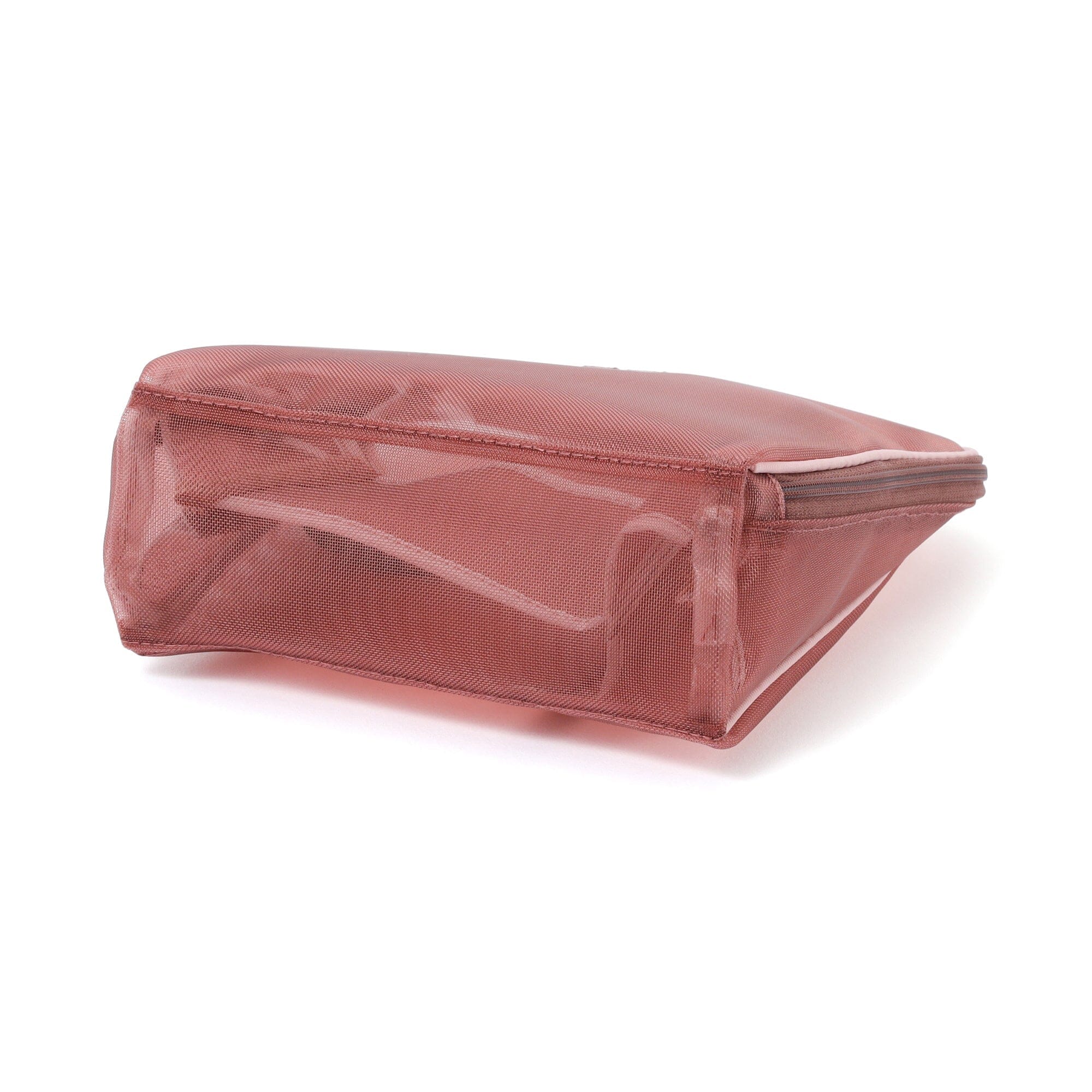 Bicolor Satin Mesh Tool Stand Pouch Pink X Brown