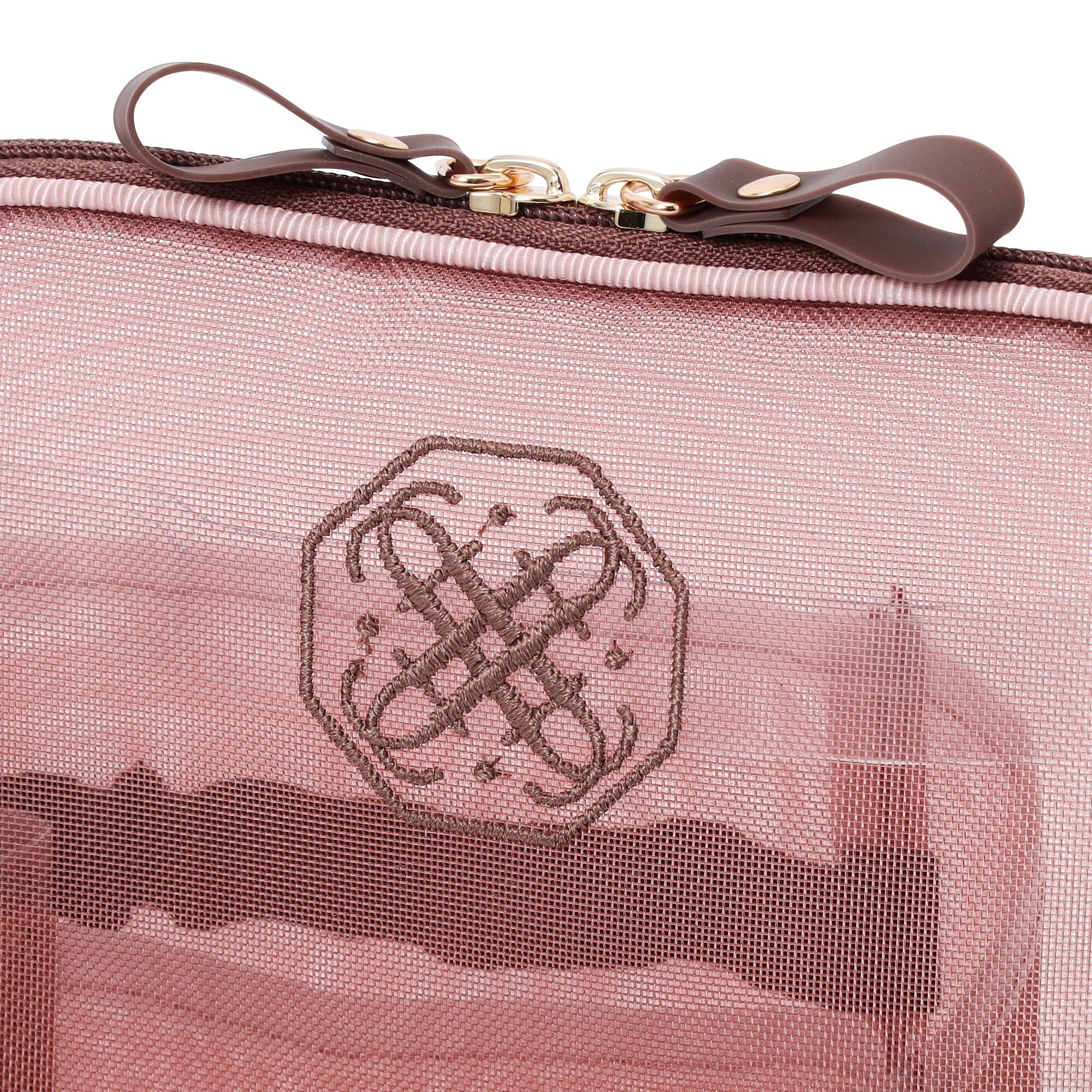Bicolor Satin Mesh Tool Stand Pouch Pink X Brown