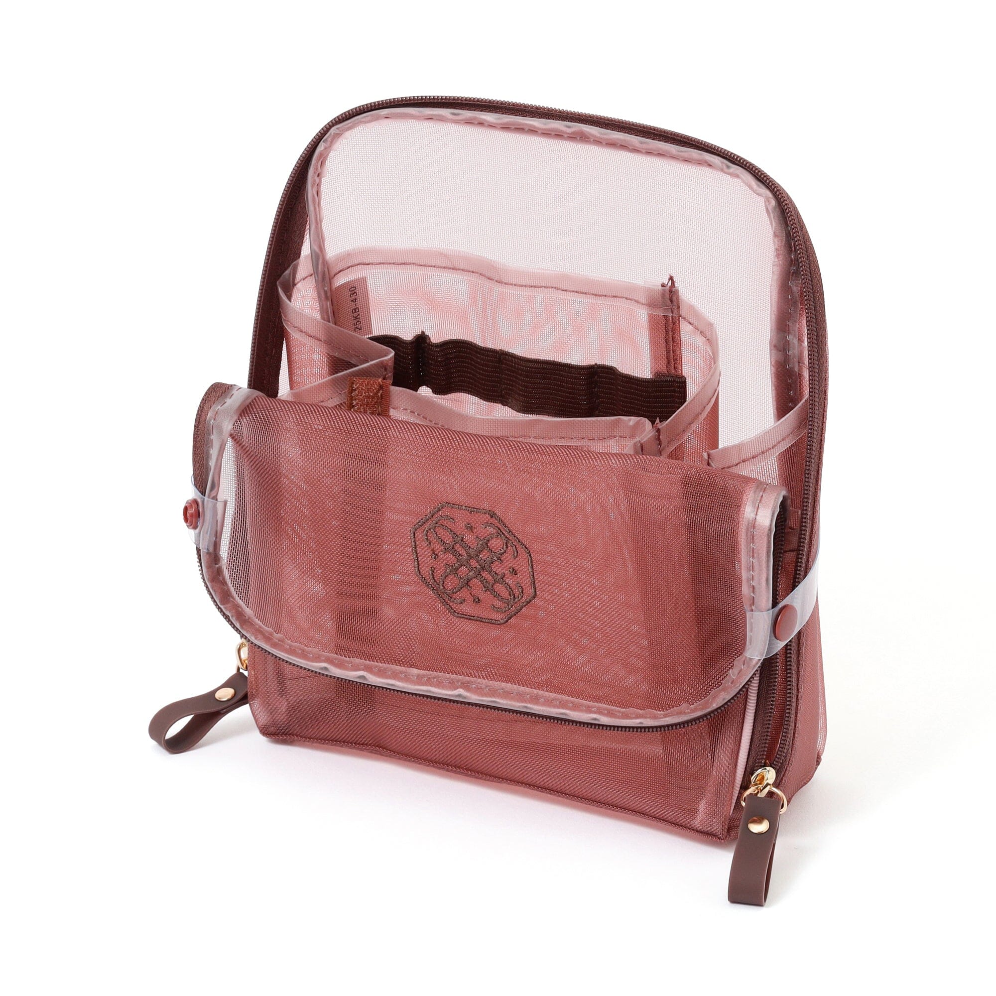 Bicolor Satin Mesh Tool Stand Pouch Pink X Brown