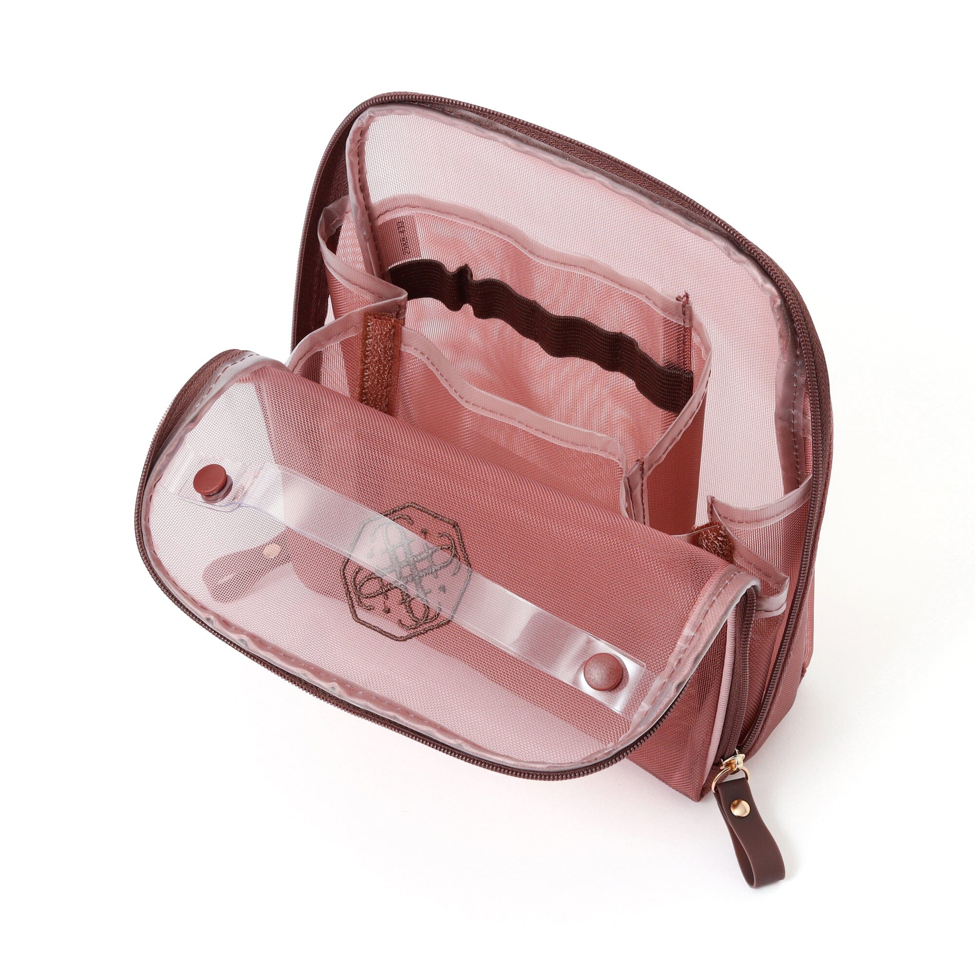 Bicolor Satin Mesh Tool Stand Pouch Pink X Brown