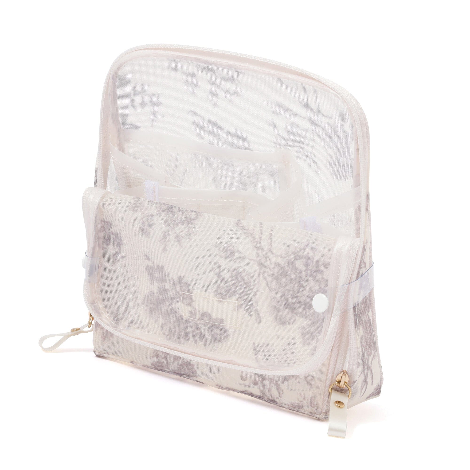 Classic Flower Mesh Tool Stand Pouch Light Pink