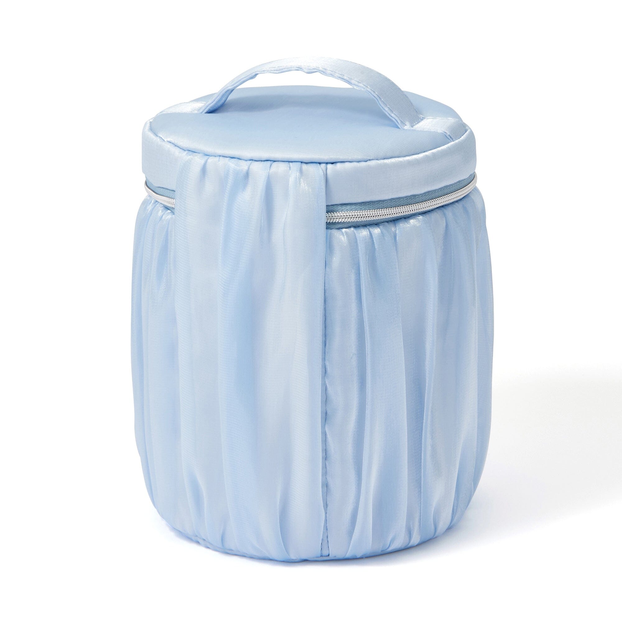 Organdy Flower Vanity Pouch Small Light Blue