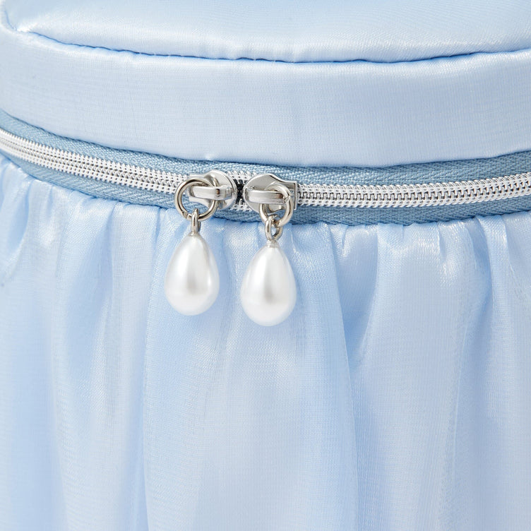 Organdy Flower Vanity Pouch Small Light Blue