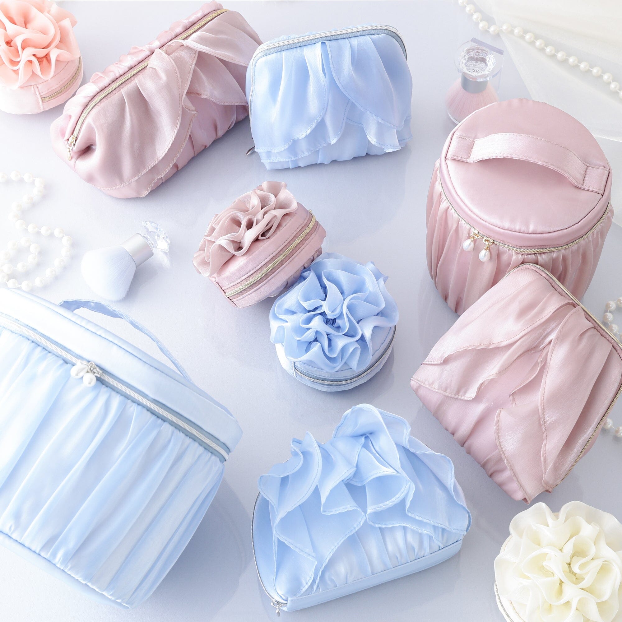 Organdy Flower Mini Pouch Pink