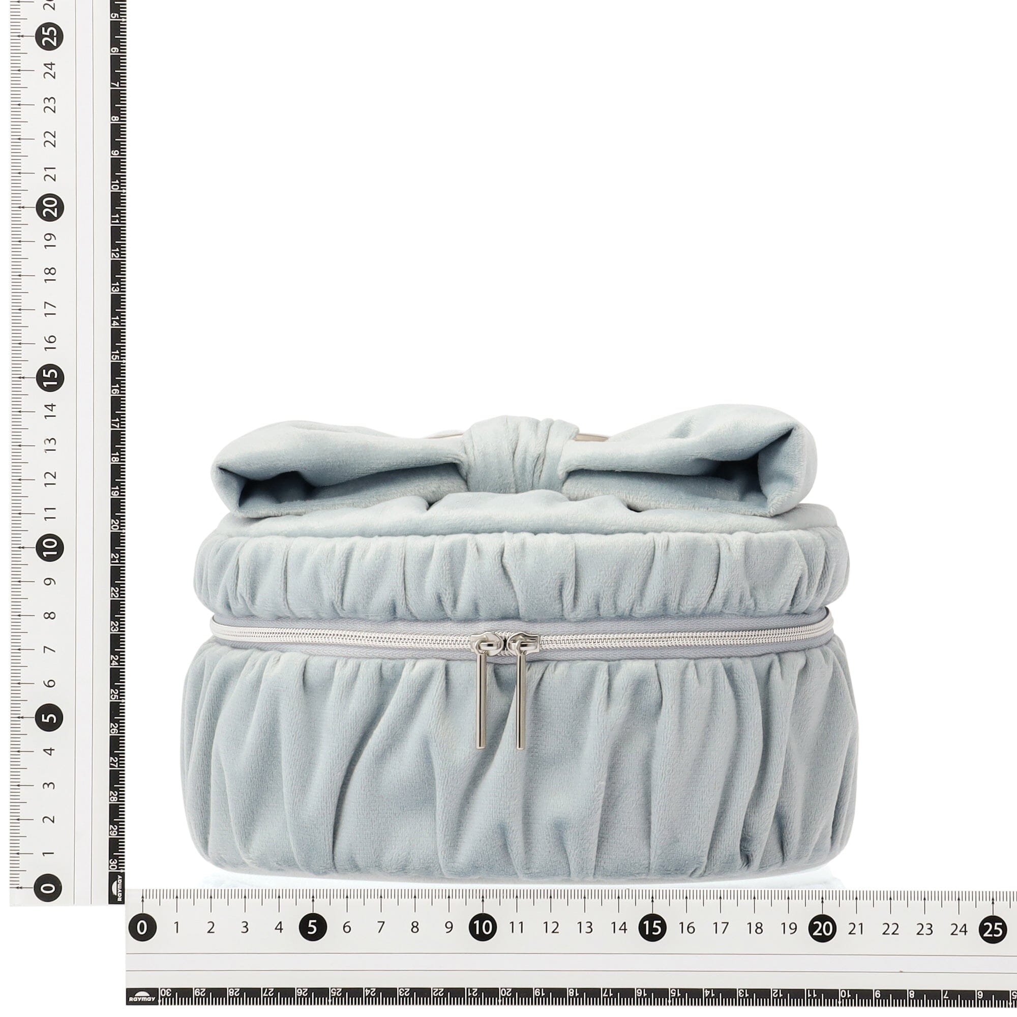 Velour Ribbon Vanity Pouch S Light Blue