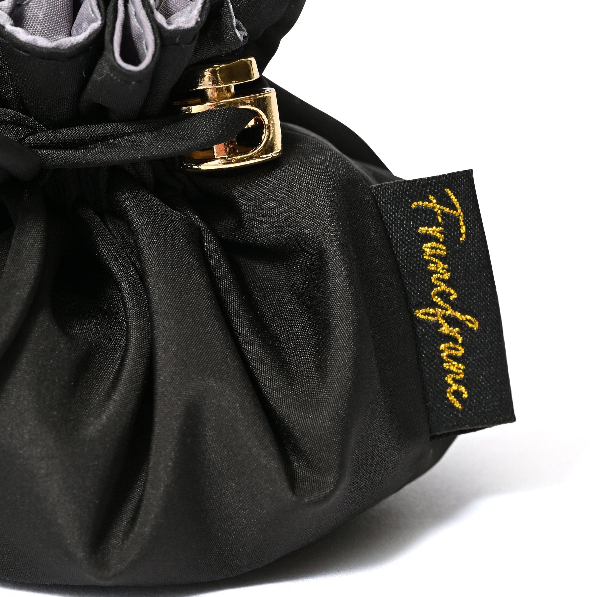Accessory Drawstring Pouch Classic Flower Design Dark Gray