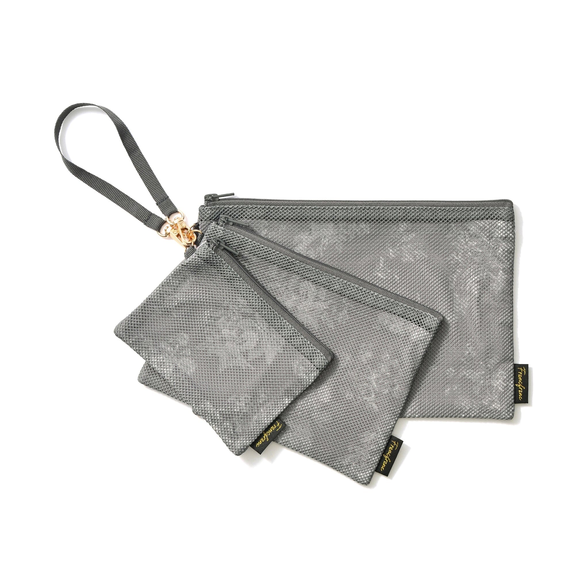 Mesh Pouch Set Classic Flower Dark Gray