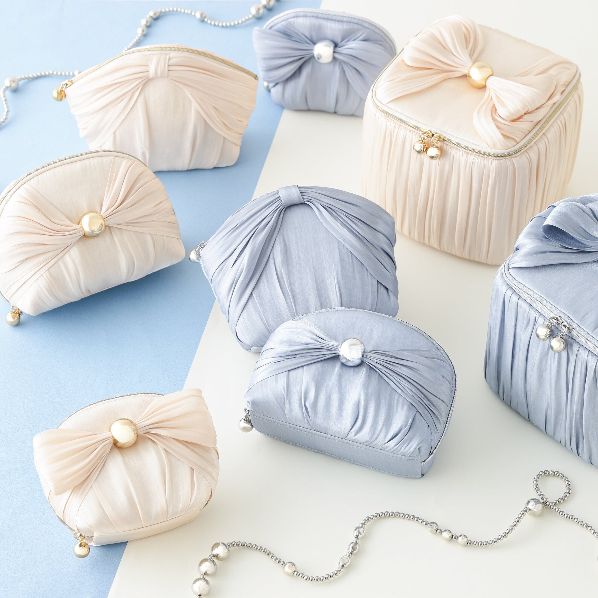 Chiffon Ribbon Vanity Pouch M Ivory