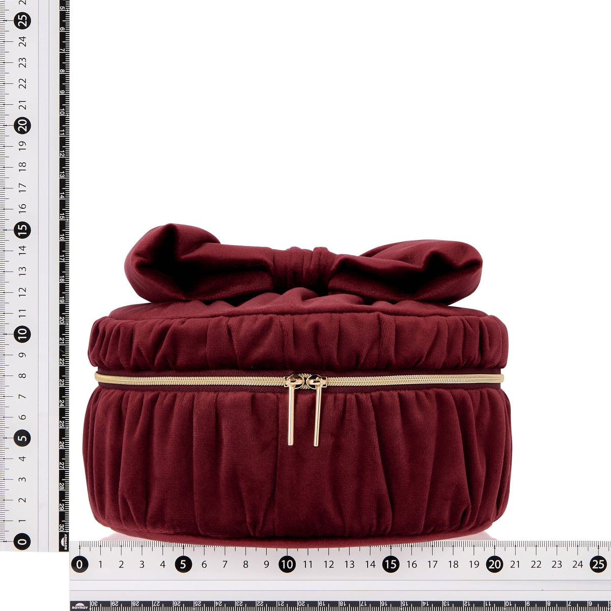 Velvet Ribbon Vanity Pouch Small Dark Red
