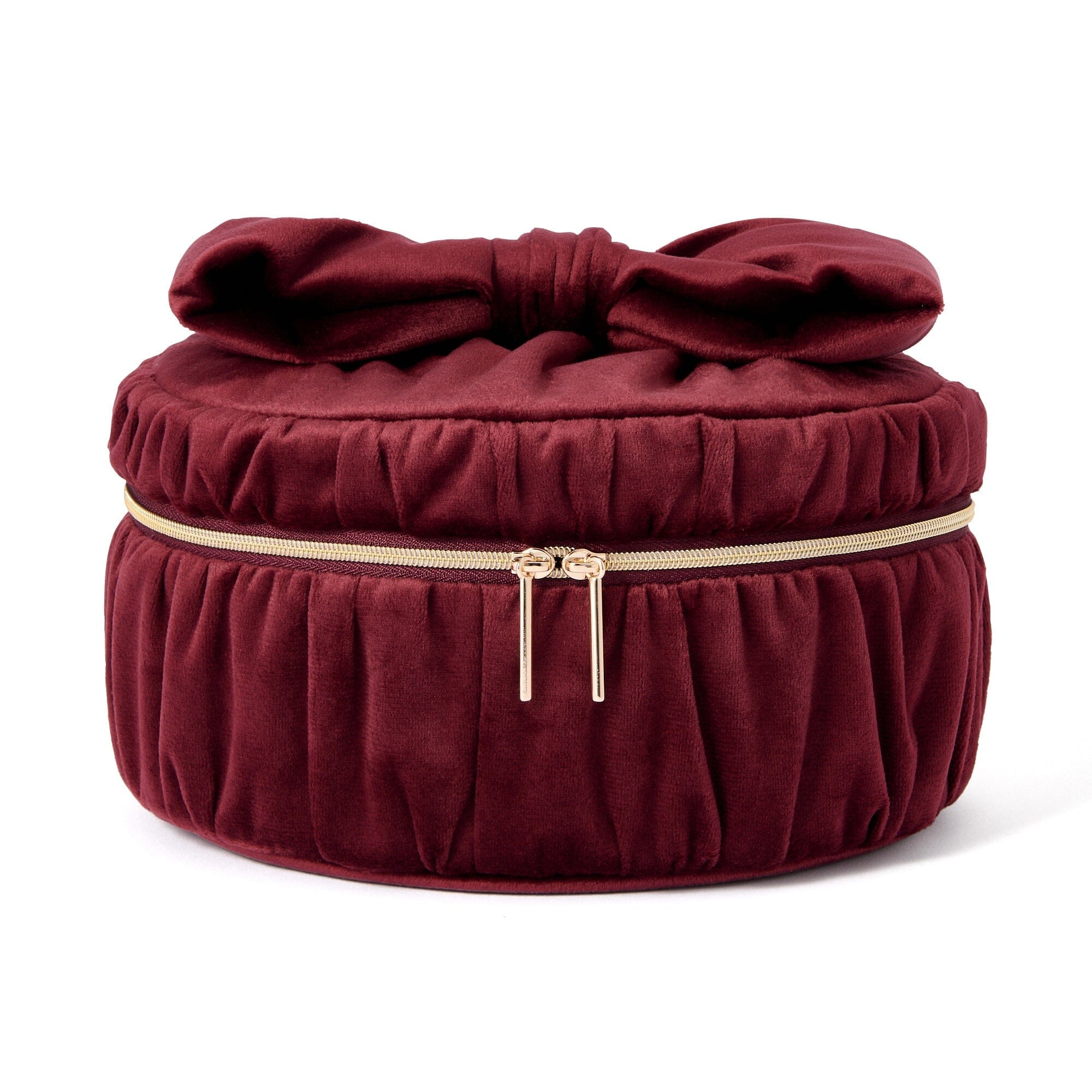 Velvet Ribbon Vanity Pouch Small Dark Red