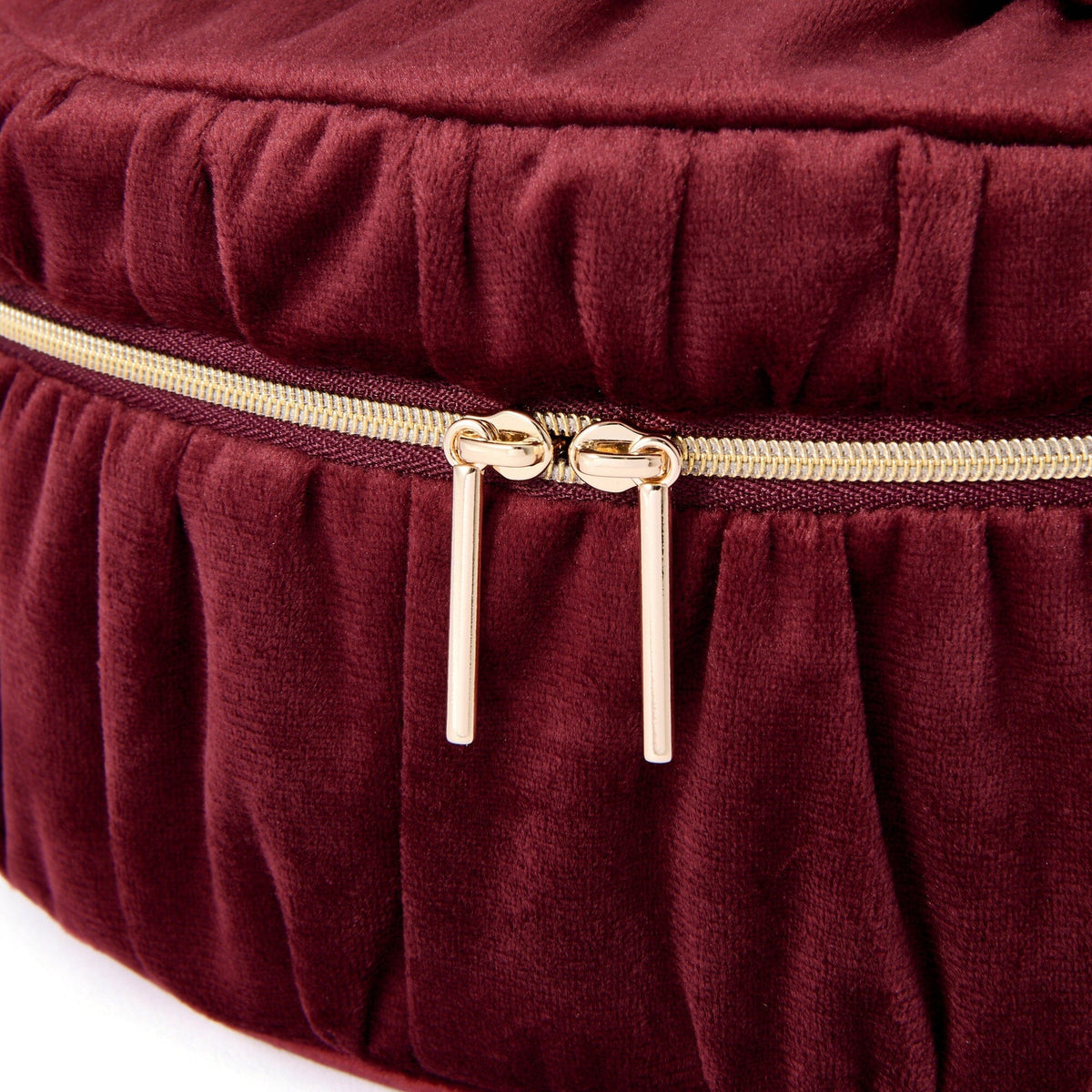 Velvet Ribbon Vanity Pouch Small Dark Red