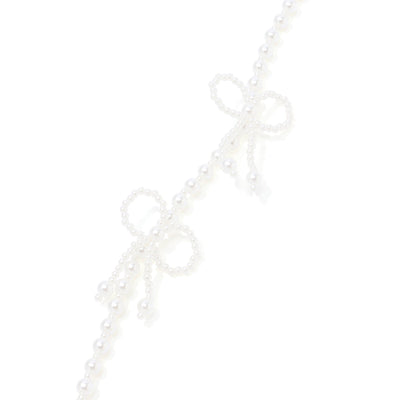 Smartphone strap pearl ribbon white