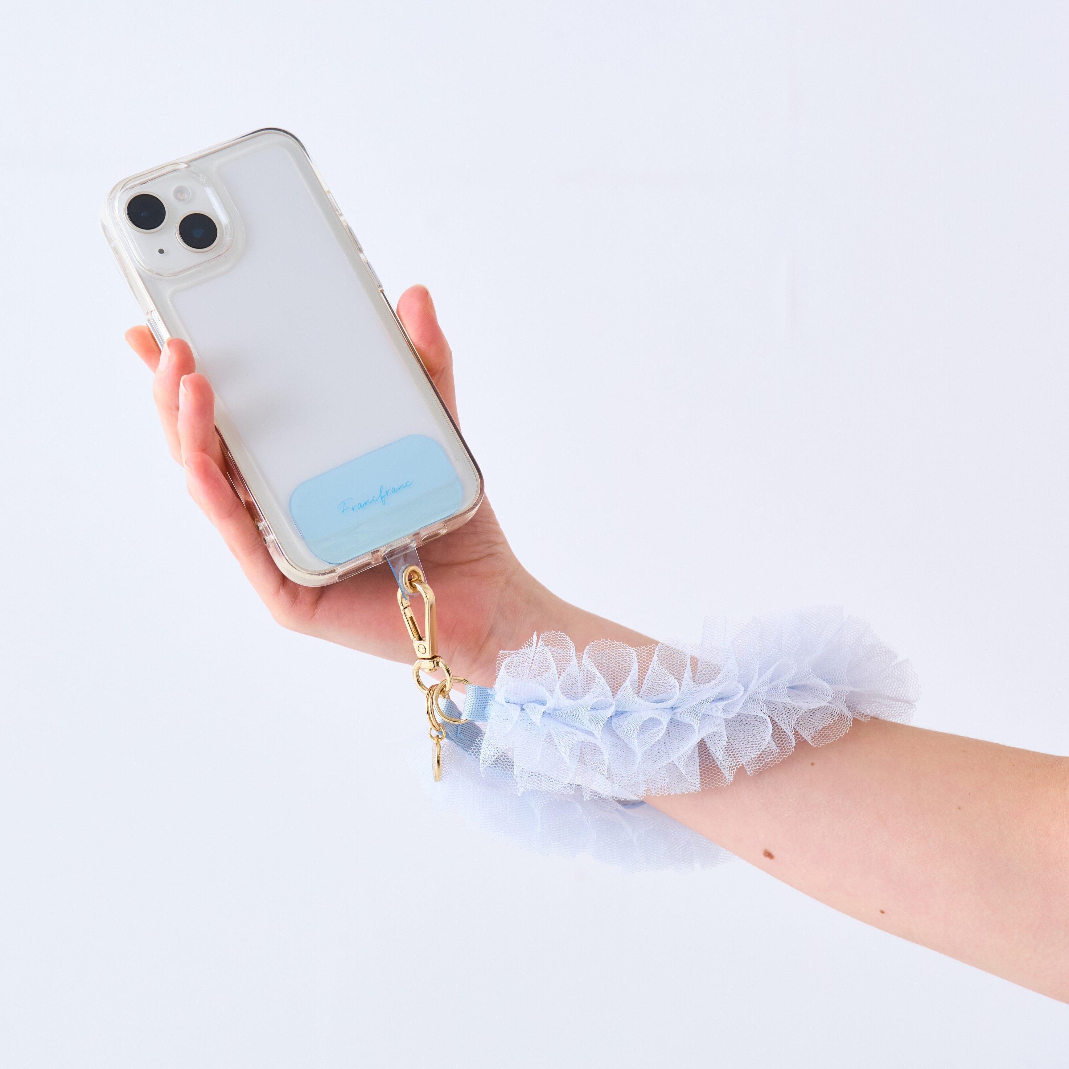 Smartphone hand strap tulle blue