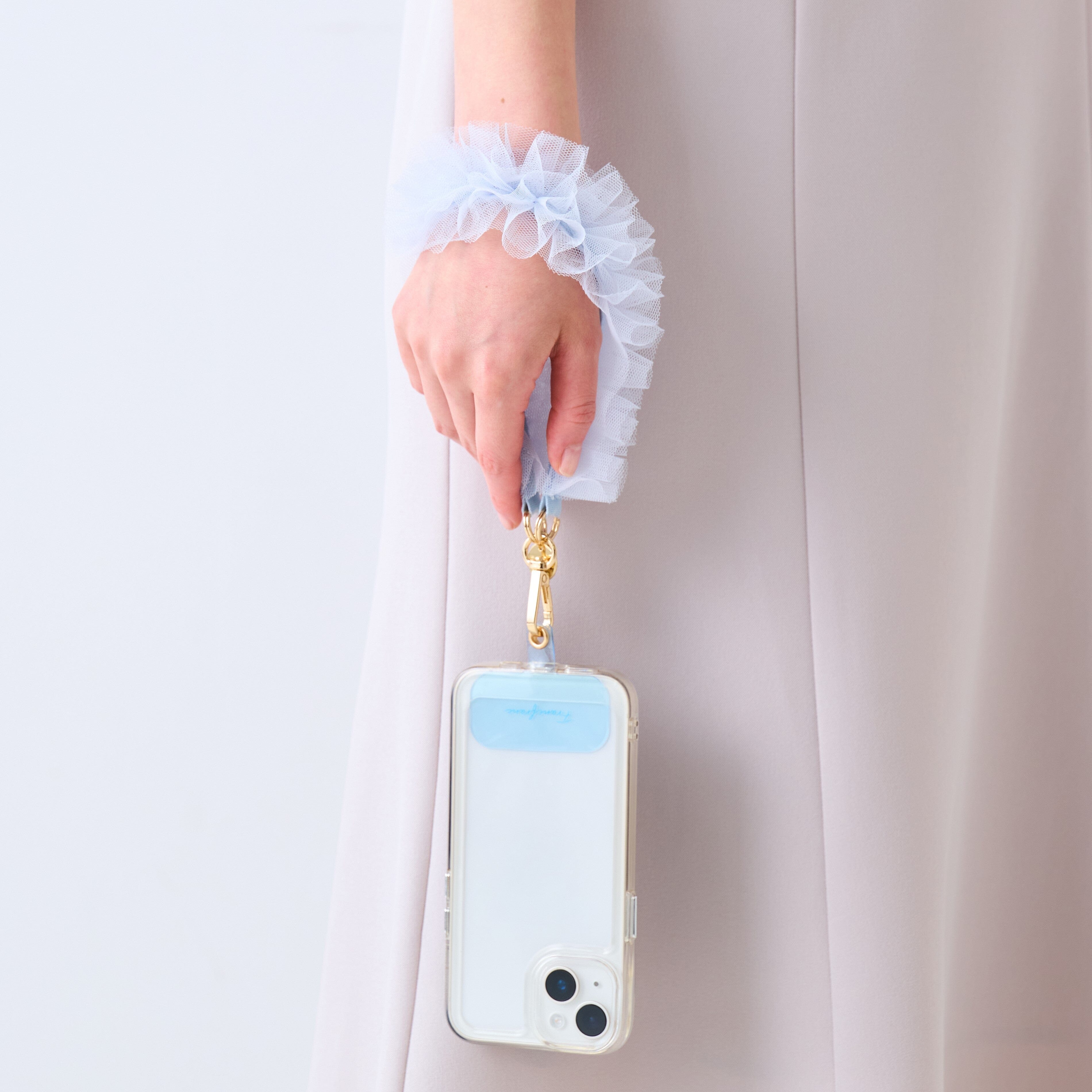 Smartphone hand strap tulle blue