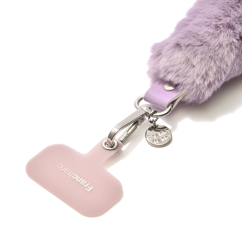 Fur smartphone hand strap purple