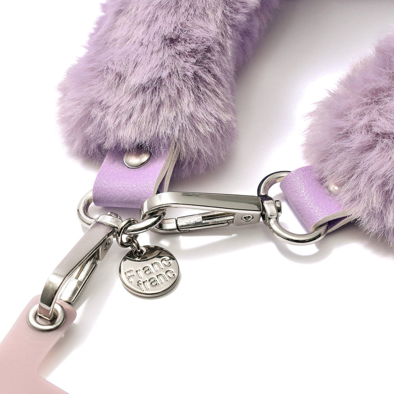 Fur smartphone hand strap purple