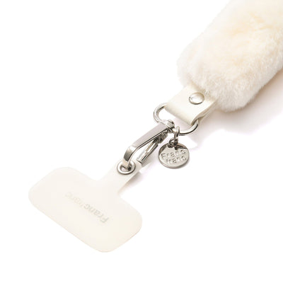 Fur smartphone hand strap ivory