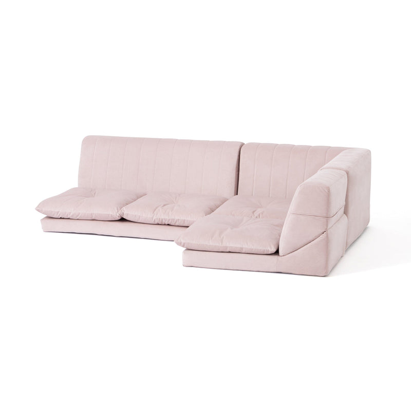 Famille Low Sofa Plus Corner W750×D750×H460mm Pink