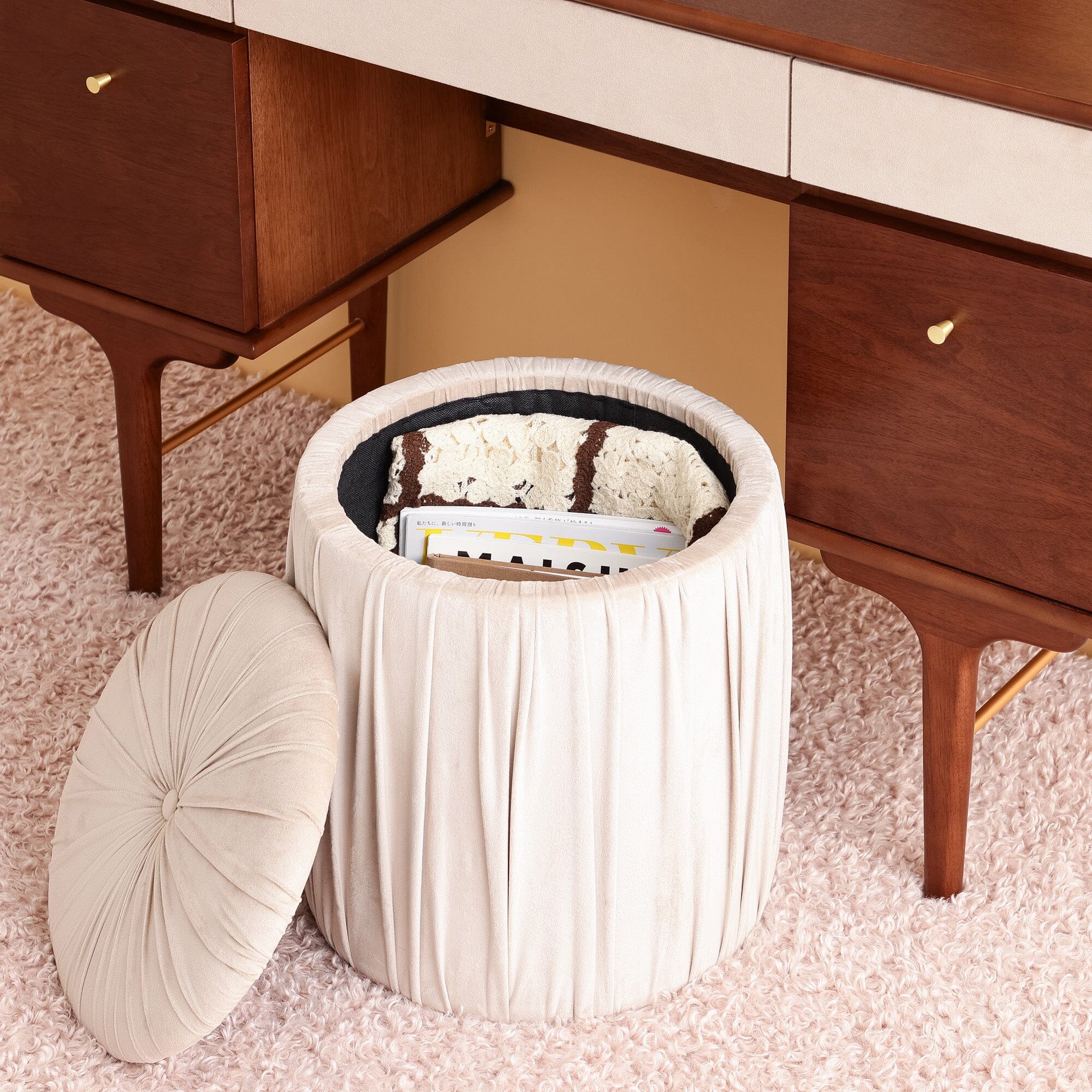 Plisse Stool Gray X Beige