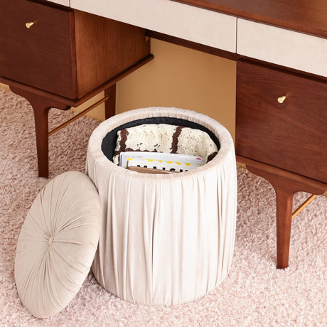 PLISSE 凳 灰色 X 米色