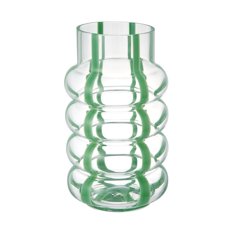 Pop Stripe Flower Vase L Green