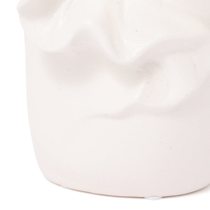 Ceramic Ruffle Flower vase Small White