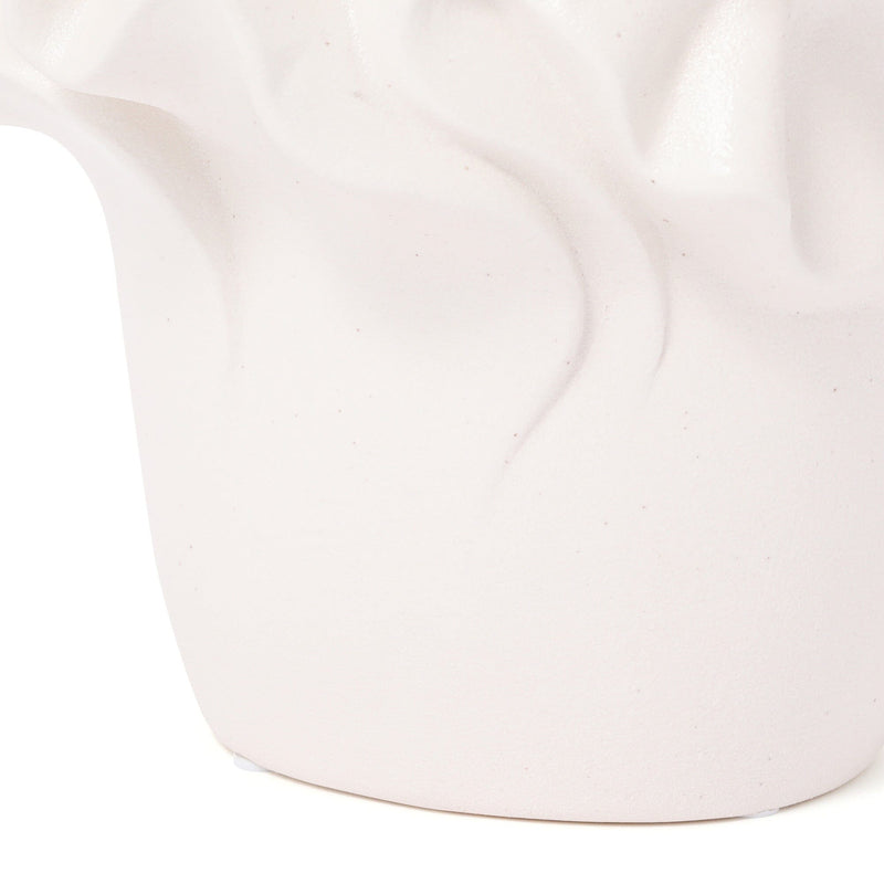 Ceramic Ruffle Flower Vase Medium White