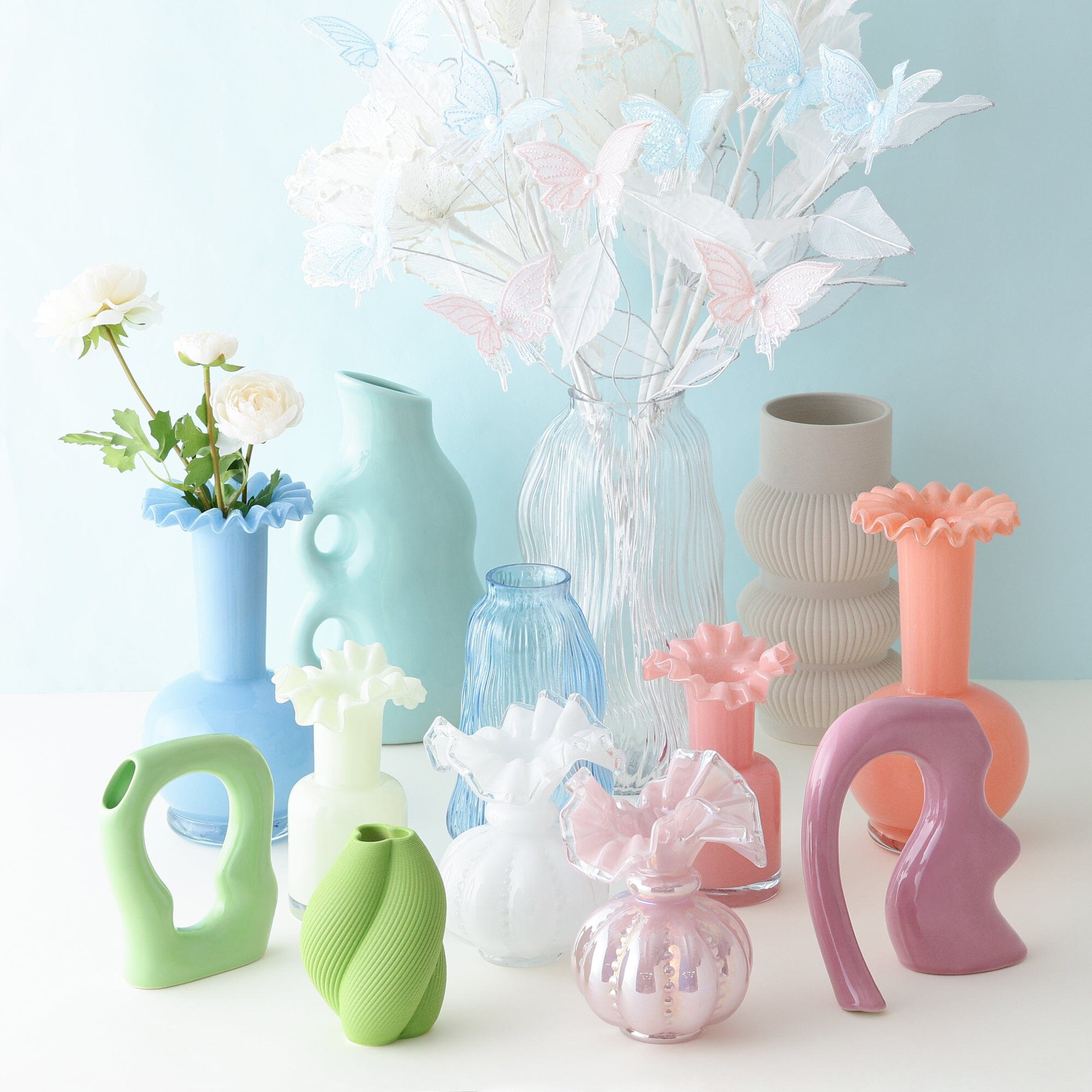 Ceramic Arty Flower Vase Medium Yellow Green