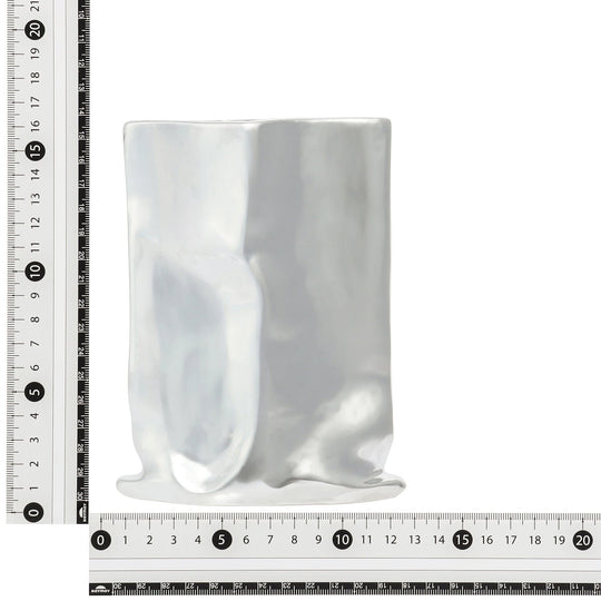 Ceramic Bag Flower Vase Small Silver