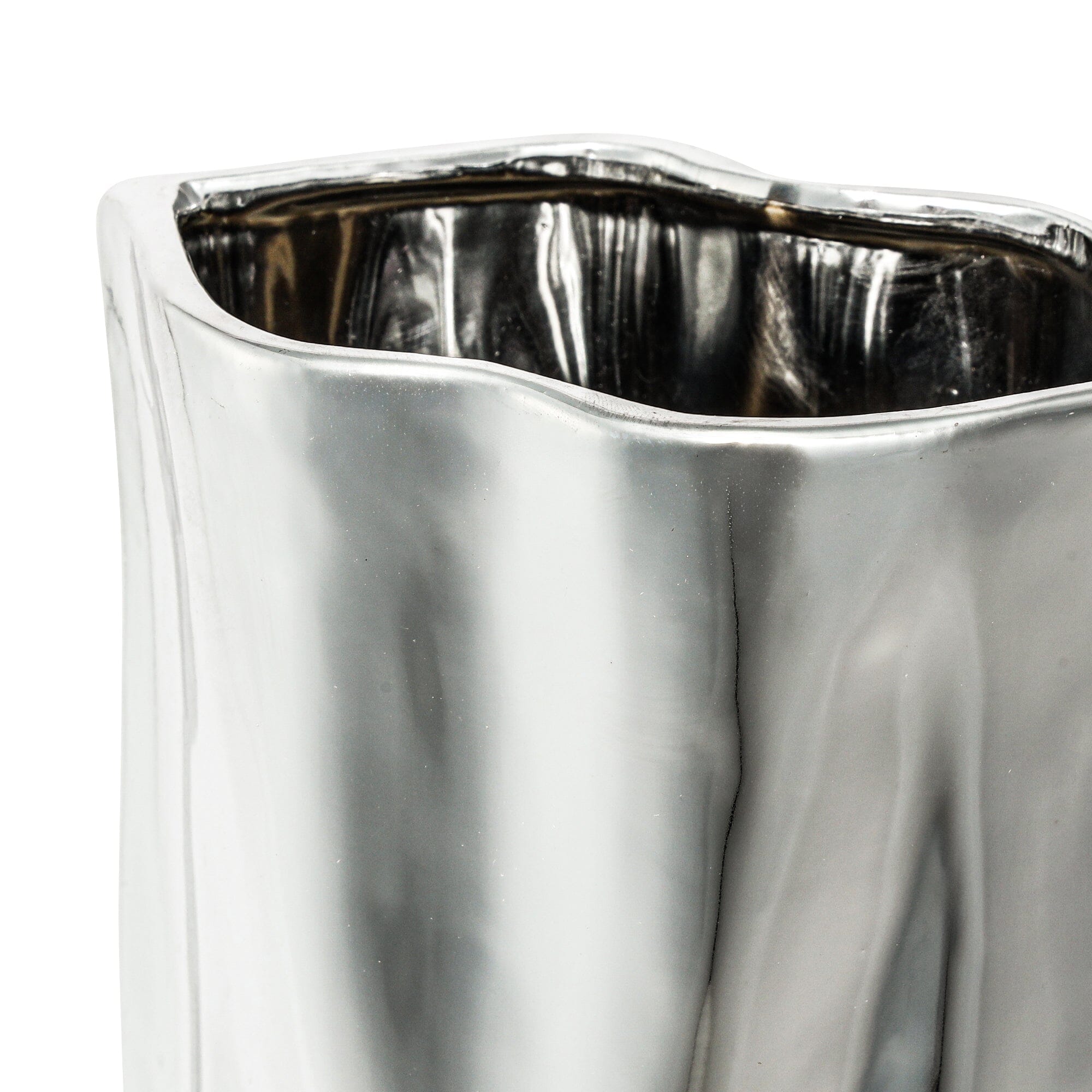 Ceramic Bag Flower Vase Medium Silver