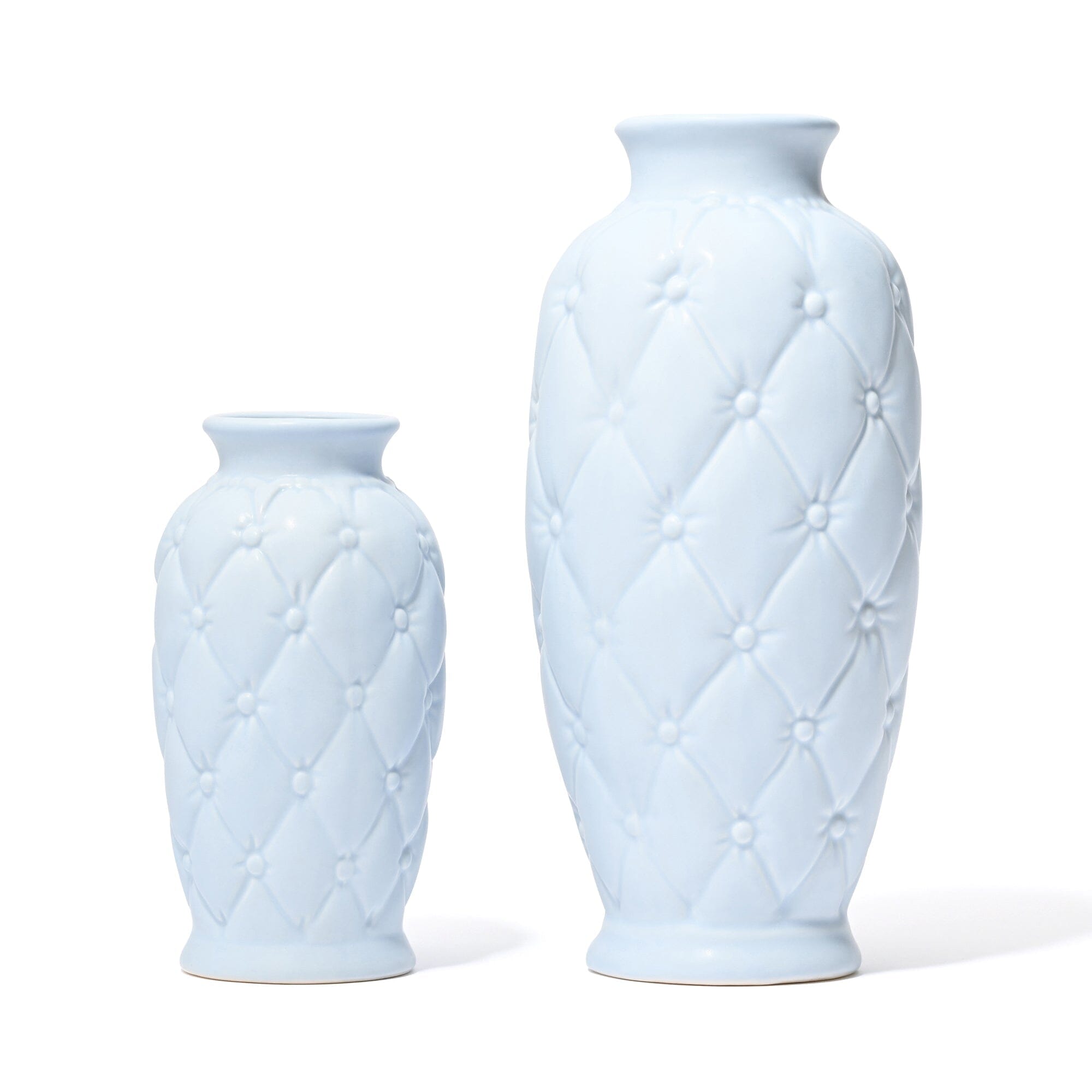 Ceramic Quilt Flower Vase Small Light Blue