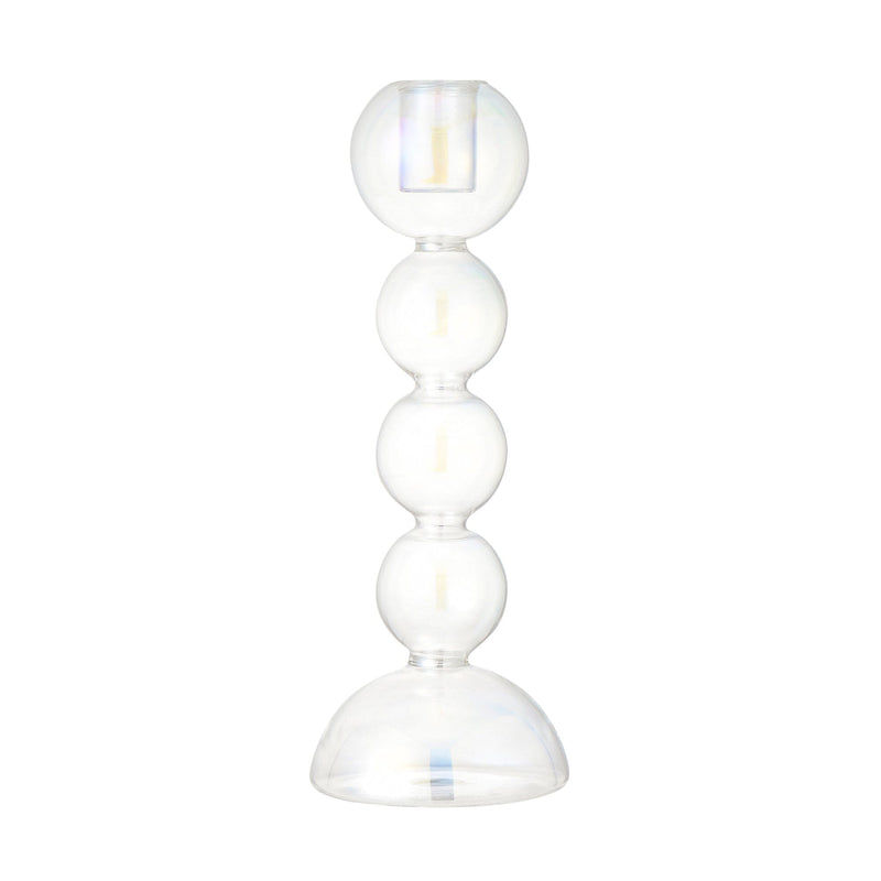 Glass Candle Stand Bubble Clear