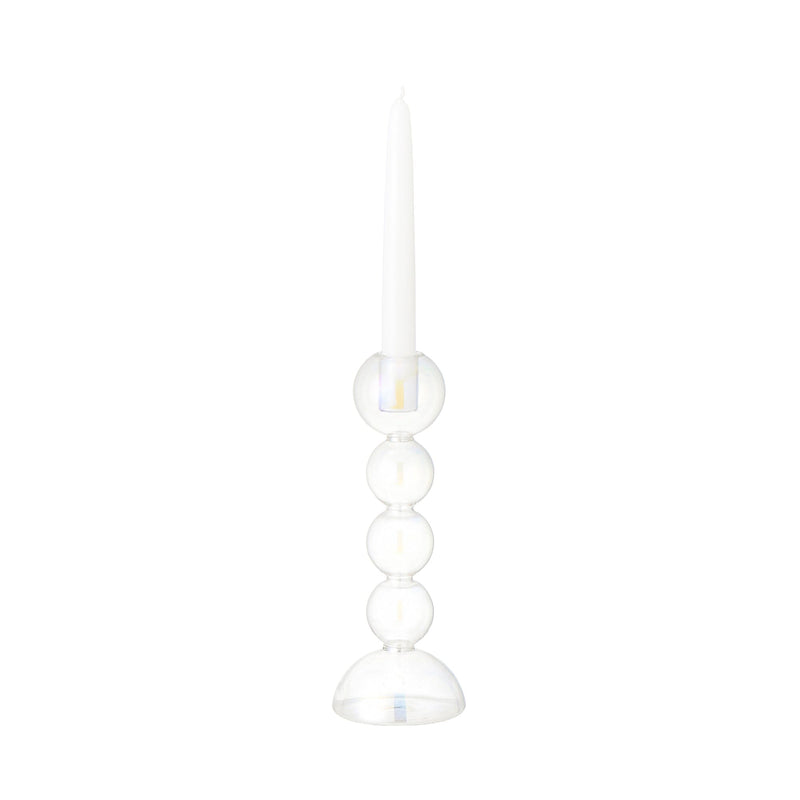 Glass Candle Stand Bubble Clear