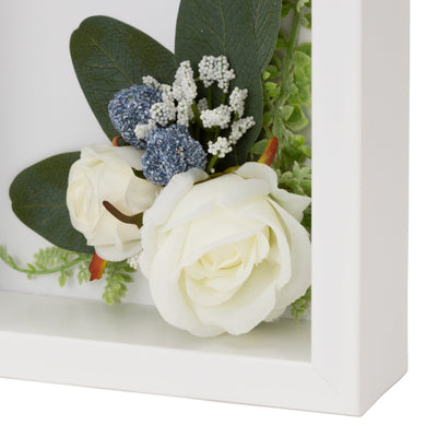 Flower Photo Frame With Clock White