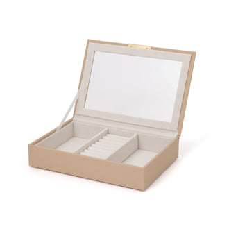 Stacking Jewelry Box with Display Lid Beige