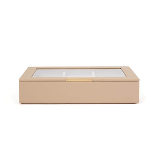 Stacking Jewelry Box with Display Lid Beige