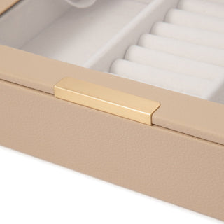 Stacking Jewelry Box with Display Lid Beige