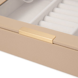 Stacking Jewelry Box with Display Lid Beige