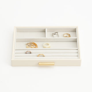 Stacking Jewelry Box Ring Accessory Case Beige
