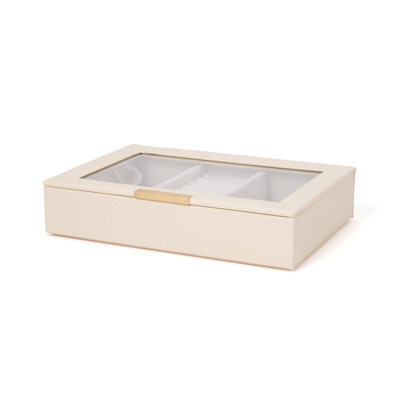 Stacking Jewelry Box with Display Lid White