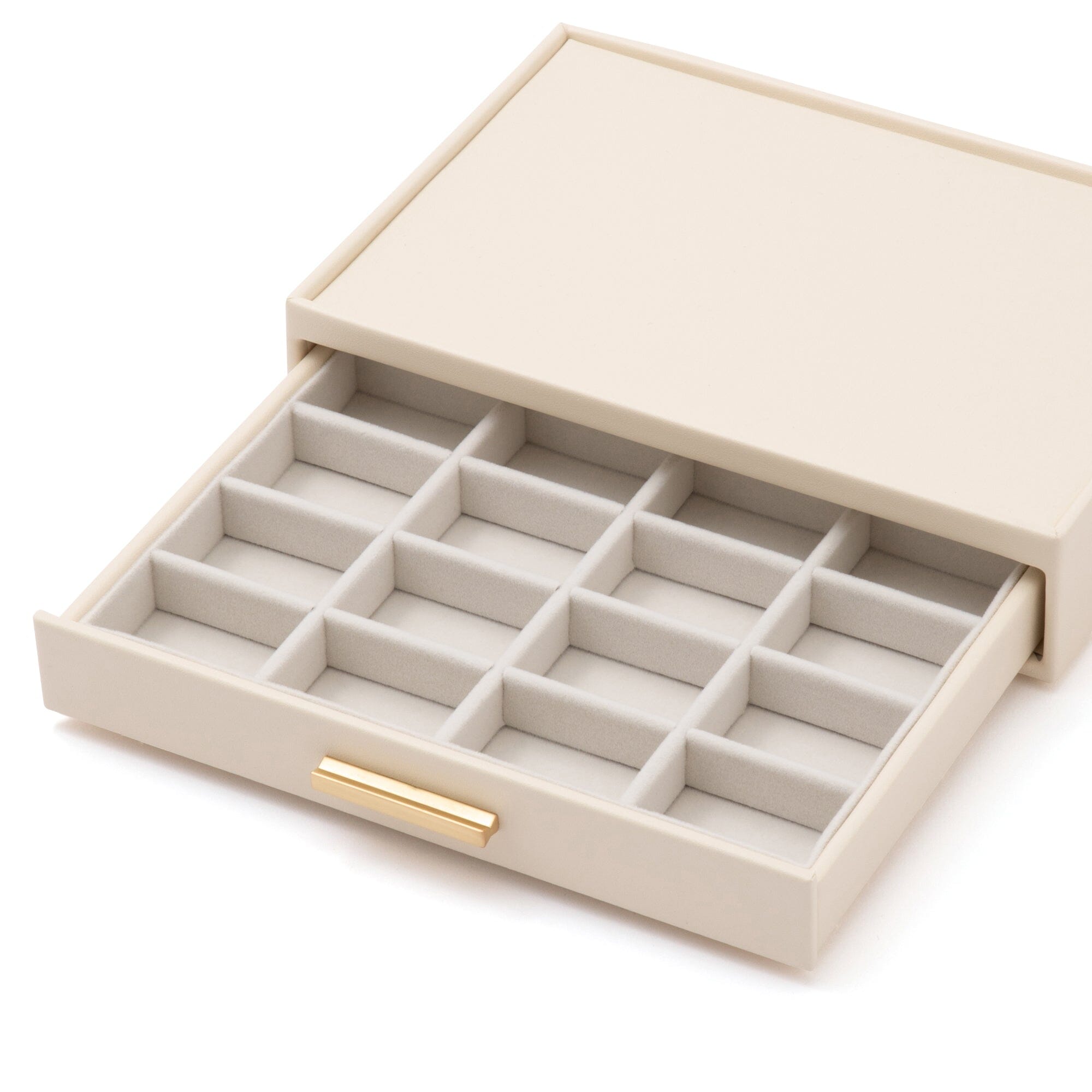 Stacking Jewelry Box Ring Earrings Ivory
