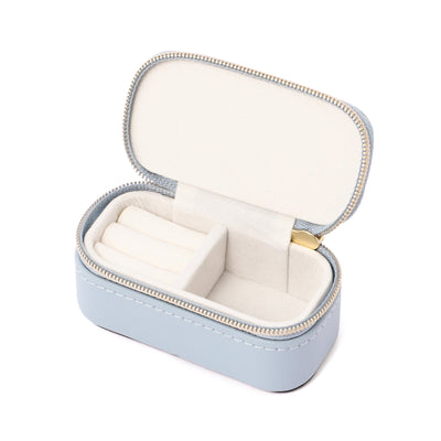 Embroidered Flower Mini Travel Jewelry Box, Blue