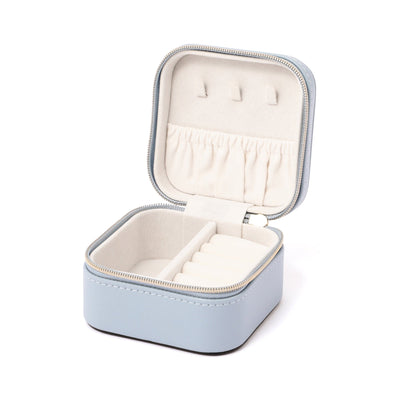 Embroidered Flower Travel Jewelry Box Small Blue