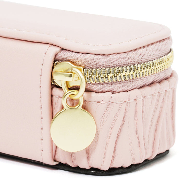 Embossed Mini Travel Jewelry Box Pink