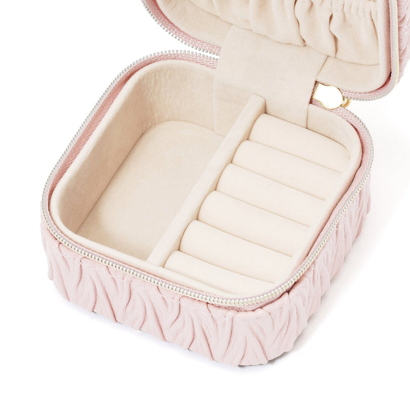 Embossed Travel Jewelry Box Small Pink