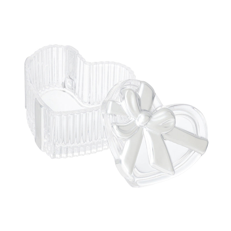 Glass Trinket Box Heart Silver