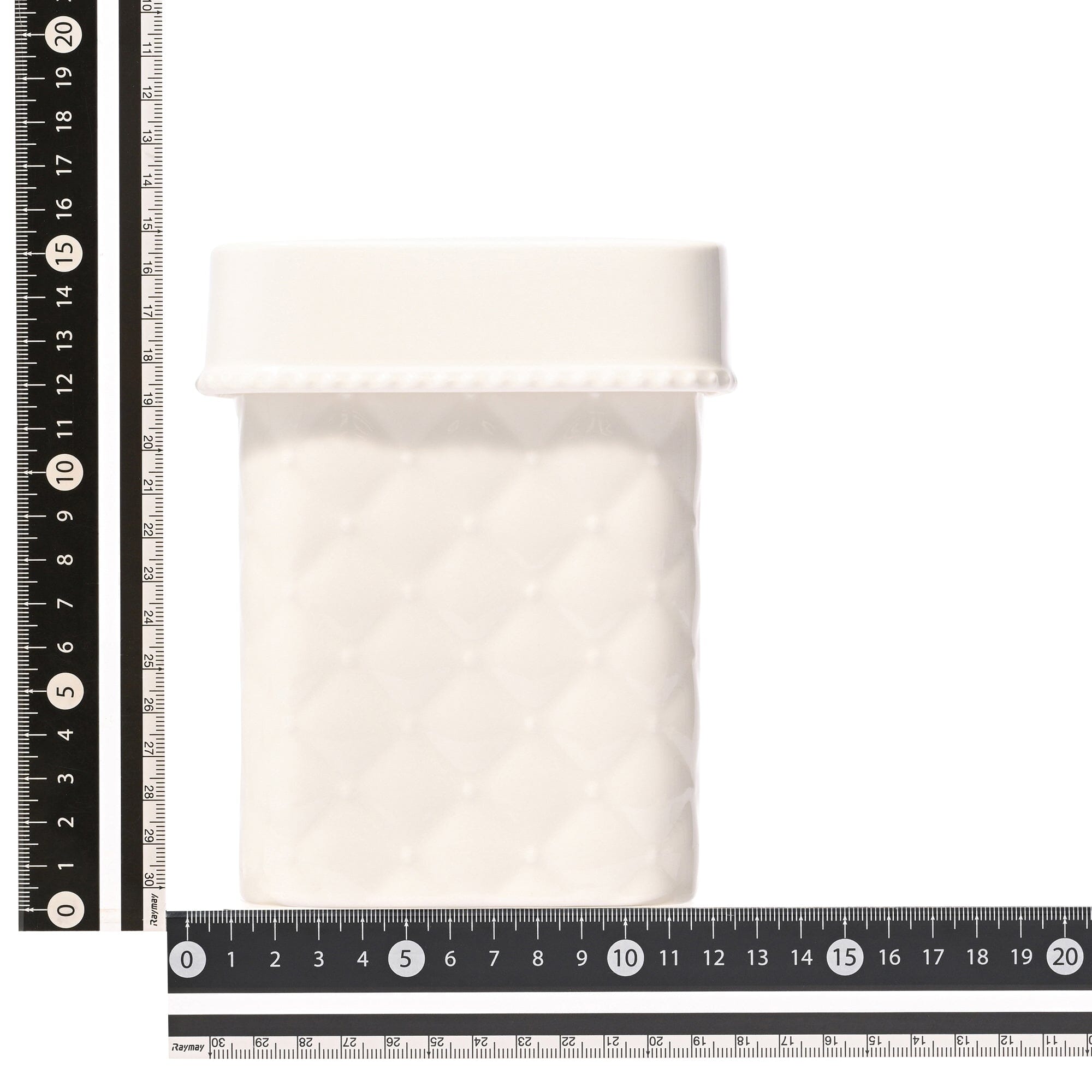 Ceramic Mini Dust Bin Quilt White