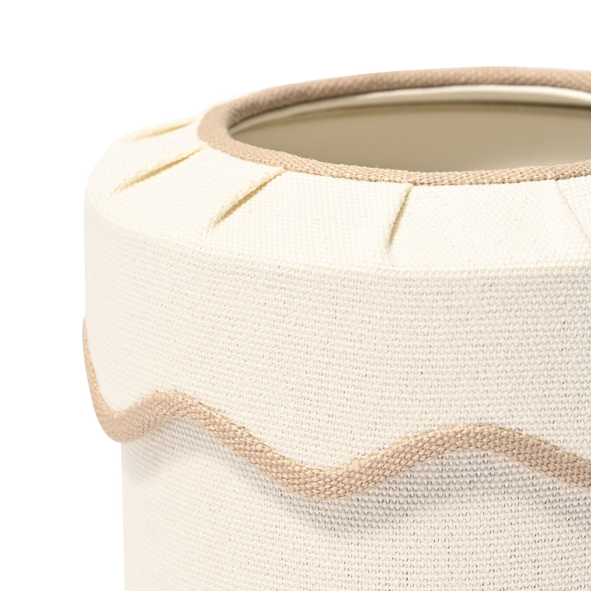 Fabric Mini Dust Bin Wave Ivory